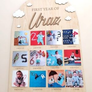 12 Ay Fotoğraf Çerçevesi Ahşap /First Year Of