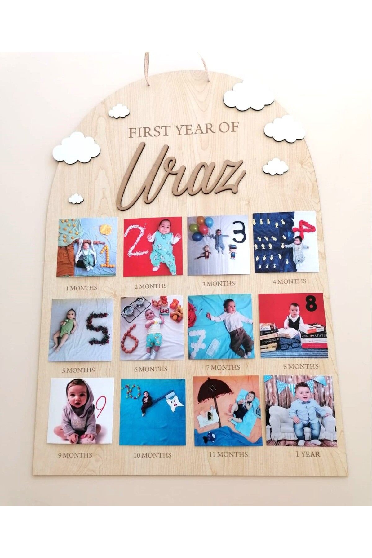 12 Ay Fotoğraf Çerçevesi Ahşap /First Year Of